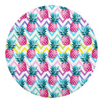 Neon Zig Zag Pineapple Pattern Print Round Blanket