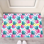 Neon Zig Zag Pineapple Pattern Print Rubber Doormat