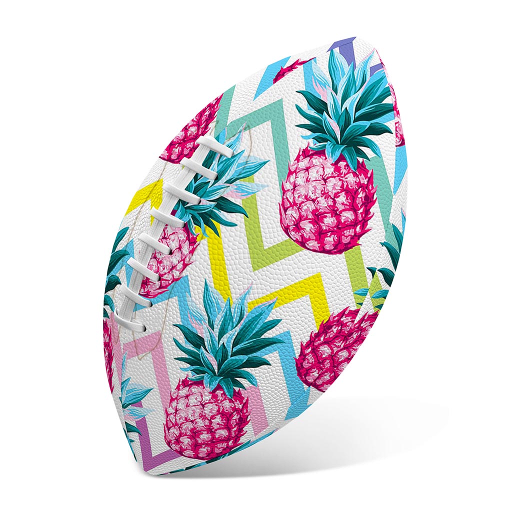 Neon Zig Zag Pineapple Pattern Print Rugby Ball