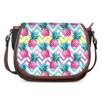 Neon Zig Zag Pineapple Pattern Print Saddle Bag