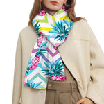 Neon Zig Zag Pineapple Pattern Print Scarf