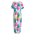 Neon Zig Zag Pineapple Pattern Print Short Sleeve Long Nightdress