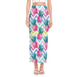Neon Zig Zag Pineapple Pattern Print Side Slit Maxi Skirt