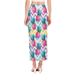 Neon Zig Zag Pineapple Pattern Print Side Slit Maxi Skirt