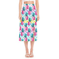 Neon Zig Zag Pineapple Pattern Print Side Slit Midi Skirt