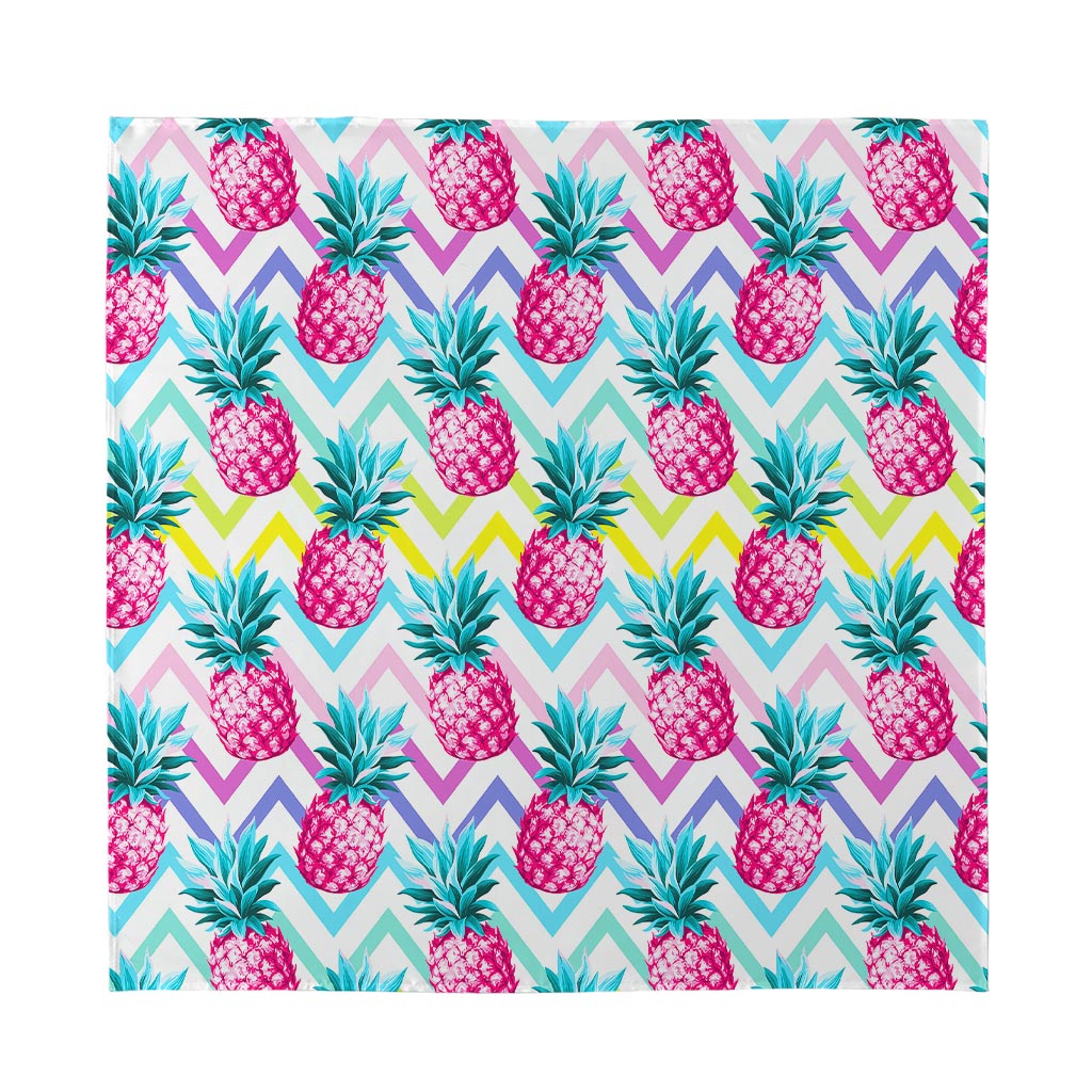 Neon Zig Zag Pineapple Pattern Print Silk Bandana