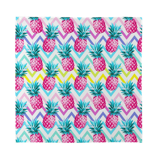 Neon Zig Zag Pineapple Pattern Print Silk Bandana
