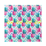 Neon Zig Zag Pineapple Pattern Print Silk Bandana