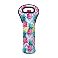 Neon Zig Zag Pineapple Pattern Print Single Neoprene Wine Tote