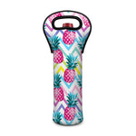 Neon Zig Zag Pineapple Pattern Print Single Neoprene Wine Tote
