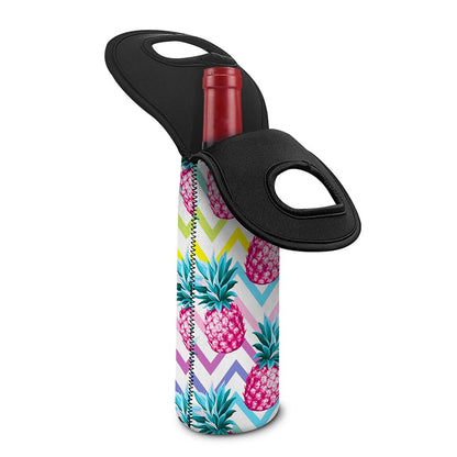 Neon Zig Zag Pineapple Pattern Print Single Neoprene Wine Tote