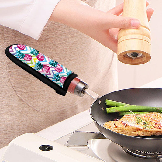 Neon Zig Zag Pineapple Pattern Print Skillet Handle Cover