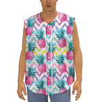 Neon Zig Zag Pineapple Pattern Print Sleeveless Baseball Jersey