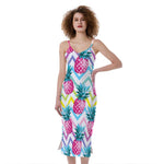 Neon Zig Zag Pineapple Pattern Print Slim Fit Midi Cami Dress
