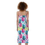 Neon Zig Zag Pineapple Pattern Print Slim Fit Midi Cami Dress