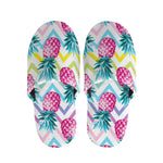 Neon Zig Zag Pineapple Pattern Print Slippers