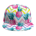 Neon Zig Zag Pineapple Pattern Print Snapback Cap