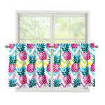 Neon Zig Zag Pineapple Pattern Print Tier Curtains