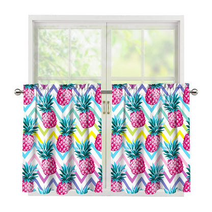 Neon Zig Zag Pineapple Pattern Print Tier Curtains