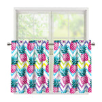 Neon Zig Zag Pineapple Pattern Print Tier Curtains