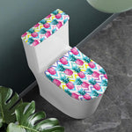 Neon Zig Zag Pineapple Pattern Print Toilet Lid And Tank Cover Set
