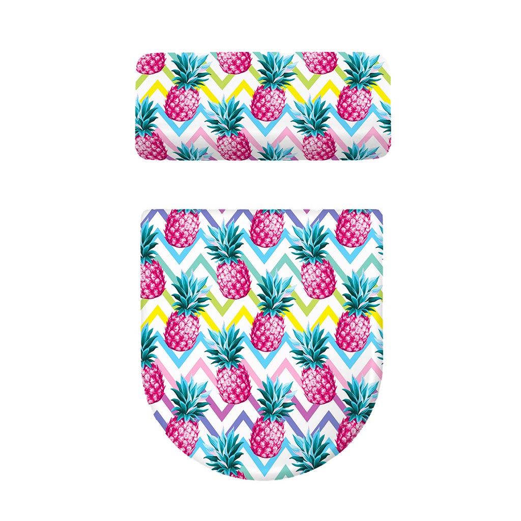 Neon Zig Zag Pineapple Pattern Print Toilet Lid And Tank Cover Set