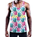 Neon Zig Zag Pineapple Pattern Print Men's Workout Tank Top