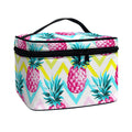 Neon Zig Zag Pineapple Pattern Print Travel Makeup Bag