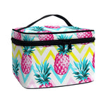 Neon Zig Zag Pineapple Pattern Print Travel Makeup Bag