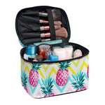 Neon Zig Zag Pineapple Pattern Print Travel Makeup Bag