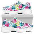 Neon Zig Zag Pineapple Pattern Print White Chunky Shoes
