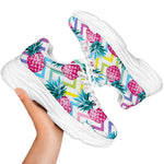 Neon Zig Zag Pineapple Pattern Print White Chunky Shoes