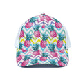 Neon Zig Zag Pineapple Pattern Print White Mesh Trucker Hat