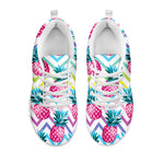 Neon Zig Zag Pineapple Pattern Print White Running Shoes