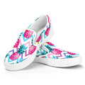 Neon Zig Zag Pineapple Pattern Print White Slip On Sneakers
