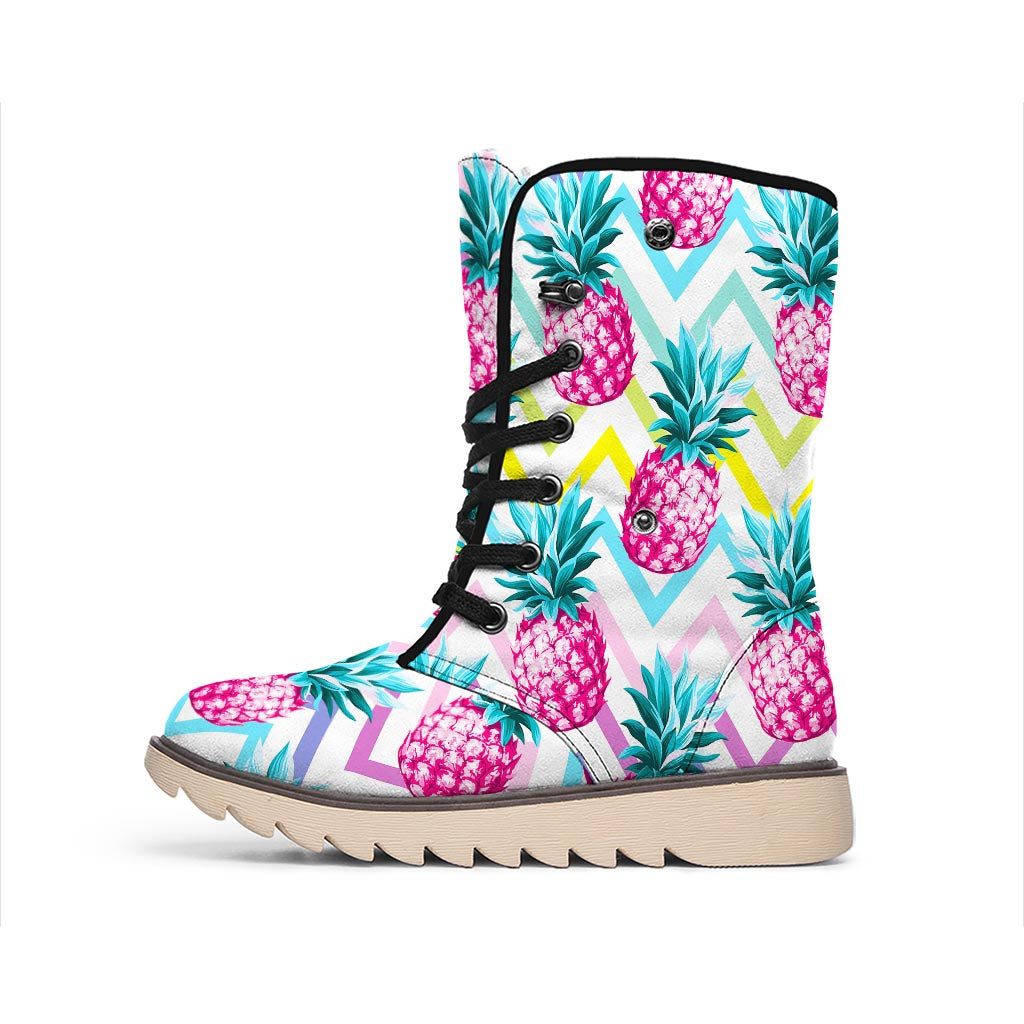 Neon Zig Zag Pineapple Pattern Print Winter Boots