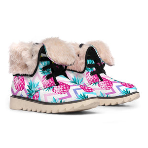 Neon Zig Zag Pineapple Pattern Print Winter Boots