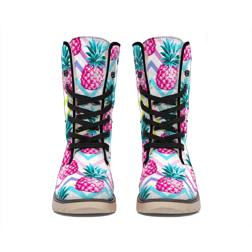 Neon Zig Zag Pineapple Pattern Print Winter Boots