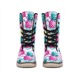 Neon Zig Zag Pineapple Pattern Print Winter Boots