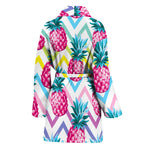 Neon Zig Zag Pineapple Pattern Print Women's Bathrobe