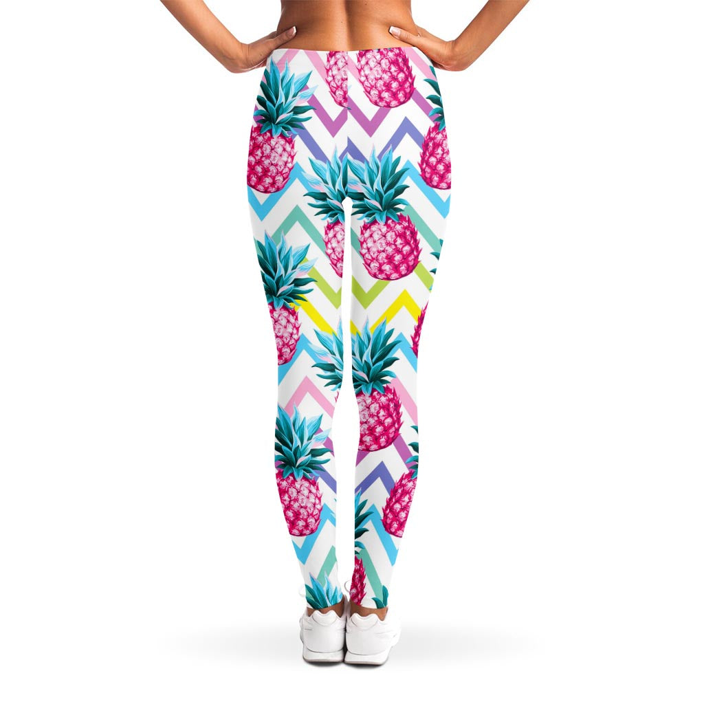 Neon Zig Zag Pineapple Pattern Print Women's Leggings
