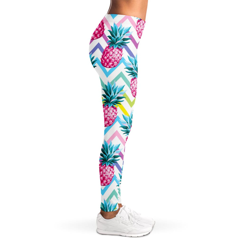 Neon Zig Zag Pineapple Pattern Print Women's Leggings