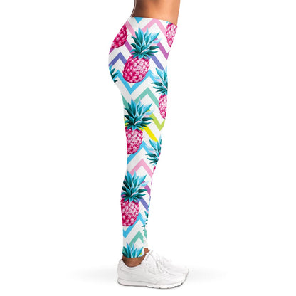 Neon Zig Zag Pineapple Pattern Print Women's Leggings