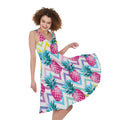 Neon Zig Zag Pineapple Pattern Print Sleeveless Knee Length Dress