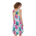 Neon Zig Zag Pineapple Pattern Print Women's Sleeveless Dress