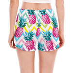 Neon Zig Zag Pineapple Pattern Print Women's Split Running Shorts