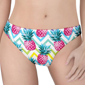 Neon Zig Zag Pineapple Pattern Print Women's Thong