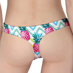 Neon Zig Zag Pineapple Pattern Print Women's Thong