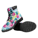 Neon Zig Zag Pineapple Pattern Print Work Boots
