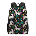 Night Floral Unicorn Pattern Print 17 Inch Backpack